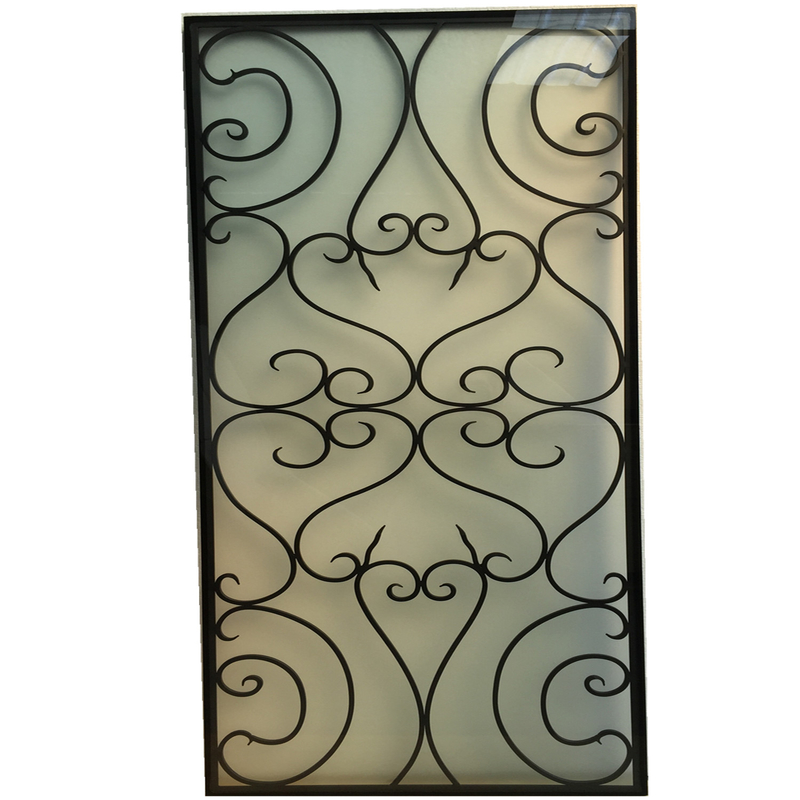 2.54CM Wrought Iron And Glass Front Entry Doors Inserts 10X10MM Steel Dust Proof