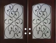 10x10 MM Wrought Iron Glass 25.4mm And Glass Entry Doors Triple Glazed